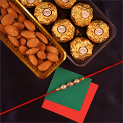 Rakhi with Ferrero and Almond - Rakhi Cards to Canada