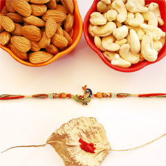 Beautiful Peacock Rakhi with Nuts - Rakhi Dry Fruits to Canada