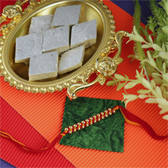 Sweet Rakhi with Kaju Katli - Rakhi Thali to Canada