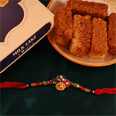 Milk Cake with Ethnic Rakhi - Rakhi Thali to Canada