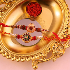 Entrancing Rakhi Set - Rakhi Thali to Canada