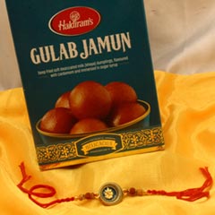 Exquisite Rakhi with gulab Jamun - Rakhi Sweets to Canada