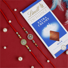 Two Rakhi Set With Lindt Chocolate Bar Europe