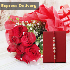 Rakhi with Roses - Rakhi With Flowers