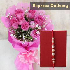 Amazing Gift Combo - Rakhi With Flowers