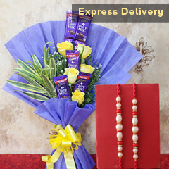 Sweet N Chocolaty Delight - Rakhi With Flowers