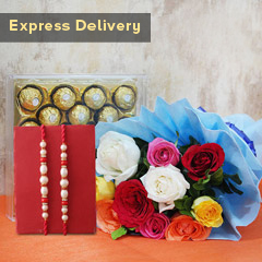 Gift of Sweetness for Brother - Rakhi With Flowers