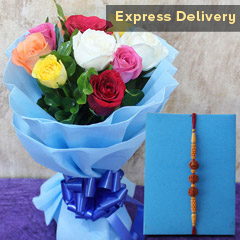 Wow Bouquet N Rakhi Combo - Rakhi With Flowers