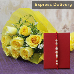 Friendly Rakhi Present - Rakhi With Flowers