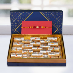 1 Kg Kaju Roll with Pearl Rakhi - Rakhi With Cake