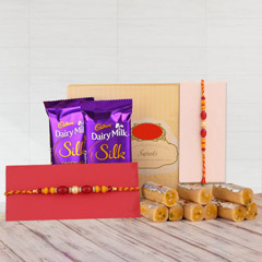 Two Pearl Rakhis with Sweet Delights - Rakhi With Cake