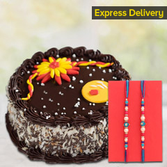 Delectable Rakhi Chocolate Cake - Rakhi With Cake