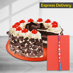 Tasty Rakhi with Black Forest Cake Combo - Rakhi With Cake