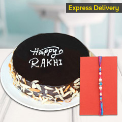 Designer Rakhi with Chocolate Cake - Rakhi With Cake