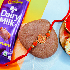 Hari Om Rakhi With Dairy Milk Chocolate - Rakhi and Chocolates to USA