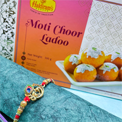 Beautiful Peacock Rakhi With Motichoor Ladoo - Exclusive Rakhi to USA