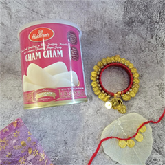 Golden Bhaiya Bhabhi Rakhi With Cham Cham - Exclusive Rakhi to USA