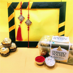Bhaiya Bhabhi Rakhi Set With Ferrero Rocher - Rakhi and Chocolates to USA