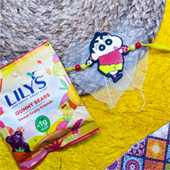Shinchan Kids Rakhi With Gummies - Rakhi and Chocolates to USA