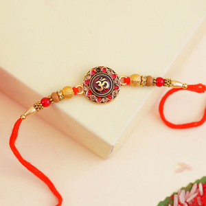Stone Studded Om Rakhi - Rakhi Below 399