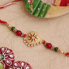 Eye-Catchy Golden Rakhi - Rakhi Below 399