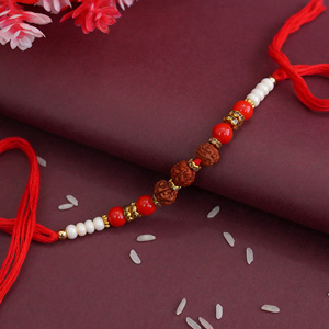 Beaded Rudraksha Rakhi - Eco Friendly Rakhi