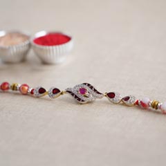 Traditional AD Stone Designer Rakhi - Rakhi for Brother
