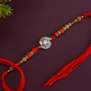 Traditional AD Stone Designer Rakhi - Resham Dhaga Rakhi
