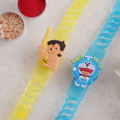 Chhota Bheem Rakhi and Doraemon Rakhi Set - Set of 2 Rakhis