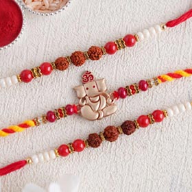 Set of Three Auspicious Rakhi - Rakhi Sets