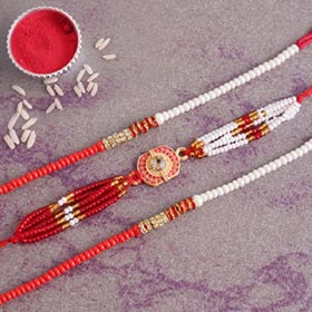 Pearl Rakhi Set of Three - Send Rakhi to Jaipur