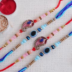 Stone and Evil Rakhi Set of Four - Rakhi Sets