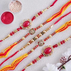Beaded Stone Rakhi (Set of 5) - Rakhi Sets