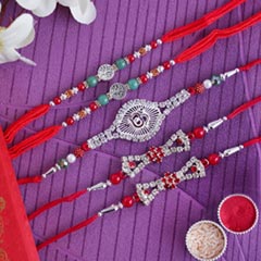 Stunning Silver Rakhi (Set of 5) - Set of 5 Rakhis