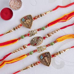 Set of 5 Divine Golden Rakhi - Set of 5 Rakhis
