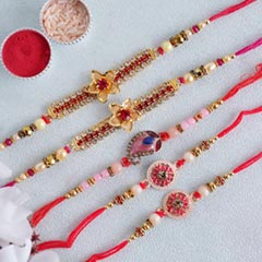 Elegant Stone Rakhi Set for Brothers - Set of 5 Rakhis