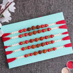 Auspicious Rudraksha Rakhi (Set of 5) - Rakhi Sets