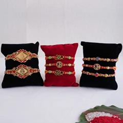 Designer Golden Rakhi Set of 8 - Set of 8 Rakhis