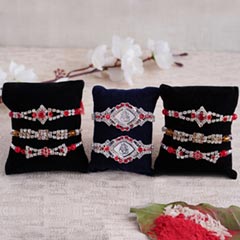 Silver AD Rakhi Set of 8 - Rakhi Sets
