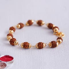 Designer Rudraksha Bracelet Rakhi - Rakhi for Brother