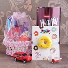Kids Rakhi with Delightful Chocolate Basket - Rakhi with Chocolates