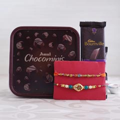 Delightful Rakhi with Chocolate Hamper - Set of 2 Rakhis