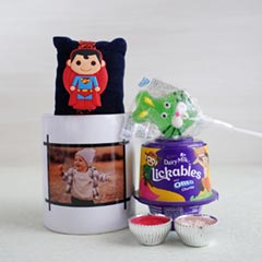 Personalized Mug with Superman Rakhi - Send Rakhi to Faridabad