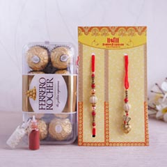 Ferrero Rocher with Bhaiya Bhabhi Rakhi - Lumba Rakhi Online