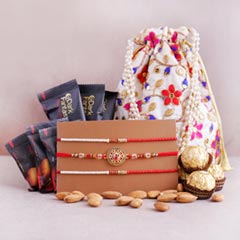 Three Designer Rakhis with Chocolates N Almonds