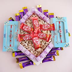 Two AD Rakhis with Chocolates N Cashews - Rakhi Sale