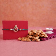 Golden Krishna Rakhi with Almonds