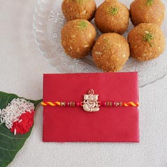 Ganesha Rakhi with Haldiram Besan Laddu - Rakhi with Sweets