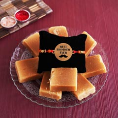 Wooden Rakhi with Haldiram Mysore Pak - Rakhi with Sweets