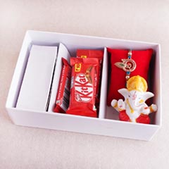Golden Rakhi N KitKat in Signature Box - Rakhi Gift Ideas